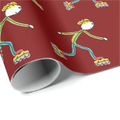Inline Skating Stickman Cadeaupapier (Rol Hoek)