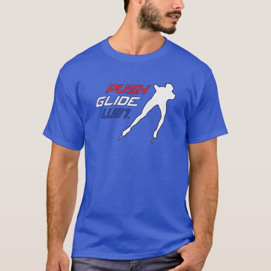Inline Speed Skating Push, Glide, Win Design T-shirt (Voorkant)