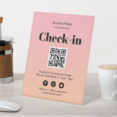 Inloggen van roze Ombre Business Covid QR Code Reclamebord Met Voetstuk (Insitu)