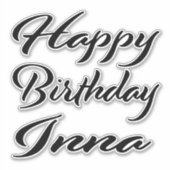 Inna Nom Prénom Anniversaire de Black Sticker (Devant)