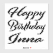Inna Nom Prénom Anniversaire de Black Sticker (Feuille)