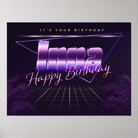 Inna Nom Vorname lila retro Poster Geburtstag (Devant)