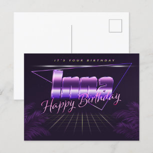 Inna prénom carte postale violette anniversaire