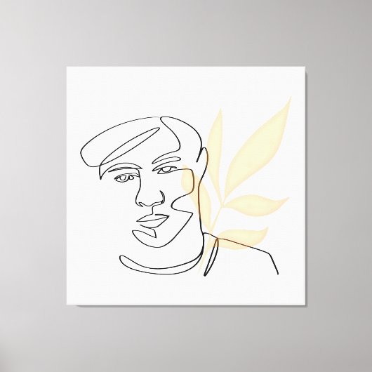 Inner Bloom – Botanical Line Art Portrait Canvas Afdruk (Voorkant)