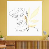 Inner Bloom – Botanical Line Art Portrait Canvas Afdruk (Insitu (Woonkamer))