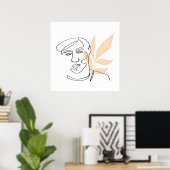 Inner Bloom – Botanical Line Art Portrait Poster (Thuiskantoor)