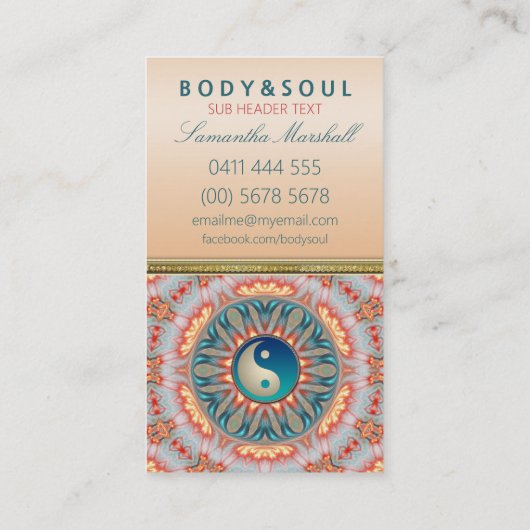 Inner Fire Energy Yin Yang Holistic Visitekaartje (Achterkant)