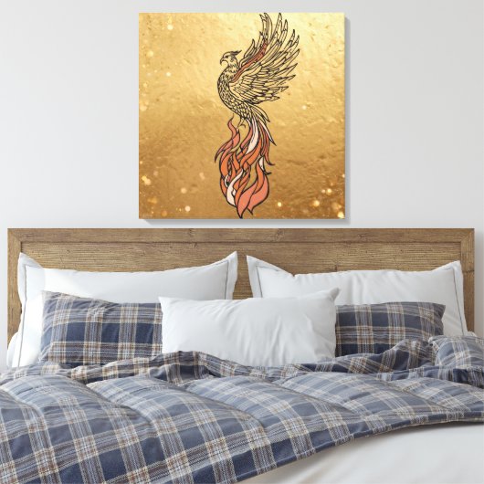 Inner Fire Phoenix Boho Wall Art | Phoenix Rising Canvas Afdruk (Insitu (Slaapkamer))