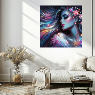 Inner Peace Vrouwengezicht Poster met Levendige Kl