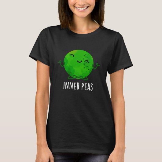 Inner Peas Funny Meditating Pea Pun Dark BG T-shirt (Voorkant)