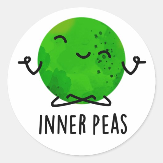 Inner Peas Funny Meditating Pea Pun Ronde Sticker (Voorkant)