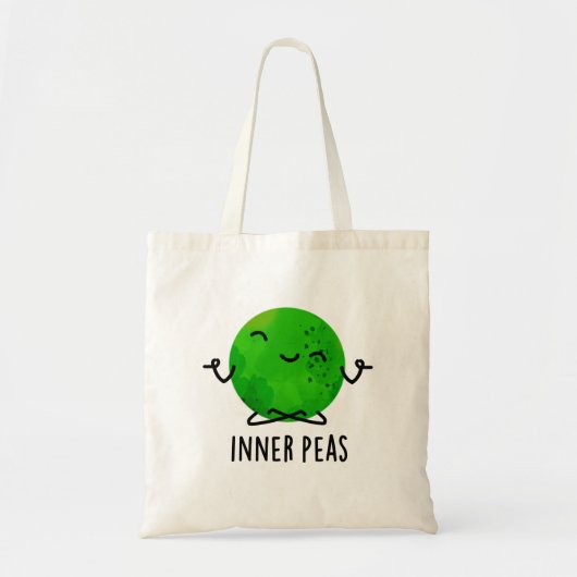 Inner Peas Funny Meditating Pea Pun Tote Bag (Voorkant)
