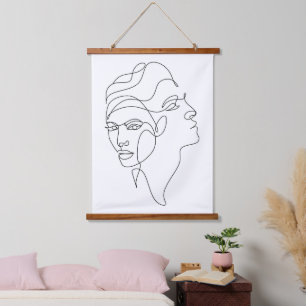 Innerlijke Reflecties – Dubbel Gezicht Minimalisti Hangend Wandkleed