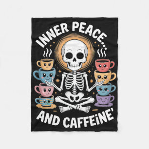 Innerlijke Vrede En Cafeïne Skelet Yoga Ontwerp _2 Fleece Deken