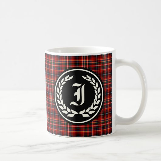 Innes Clan Red Tartan Monogram Koffiemok (Rechts)