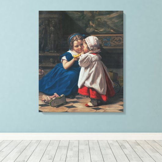 Innocence & Music, First Lesson in Music Old Times Canvas Afdruk (Insitu (Houten vloer))