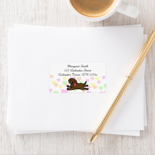 Innocent Chocolate Labrador Puppy Cartoon Etiket (Insitu)