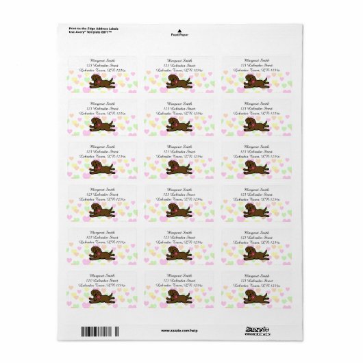 Innocent Chocolate Labrador Puppy Cartoon Etiket (Full Sheet)
