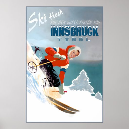Innsbruck Austria Travel Poster Snow Ski Kerwendel (Devant)