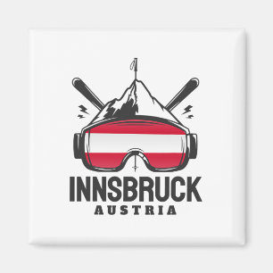 Innsbruck Oostenrijk Skigebied Retro Skien Magneet