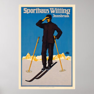 Innsbruck Oostenrijk Vintage Ski Poster - Ingelijs