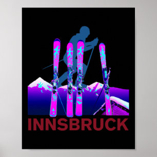 Innsbruck Skiën en snowboarden Retro jaren 90 Inns Poster