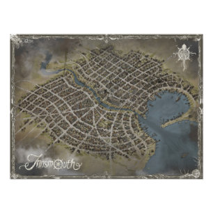 Innsmouth kaart, Lovecraft wereld - Foto Uitbreidi Afdruk