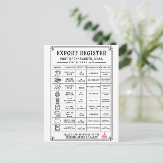 Innsmouth Shipping Manifest diep Zee Feestdagenkaart (Staand voorkant)