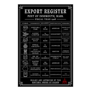 Innsmouth Shipping Manifest diep Zee Perfect Poster