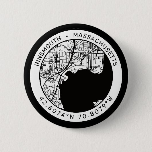 Innsmouth Stadsplattegrond Lovecraft Ronde Button 5,7 Cm (Voorkant)
