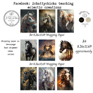 Inpakpapier Decoupage 9 A4 Paarden Vel