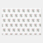 Inpakpapier Flat Sheet Set van 3, Retro Bloemen (Voorkant 3)