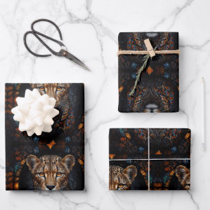 Inpakpapier is voorzien van een mozaïek Cheetah Vel