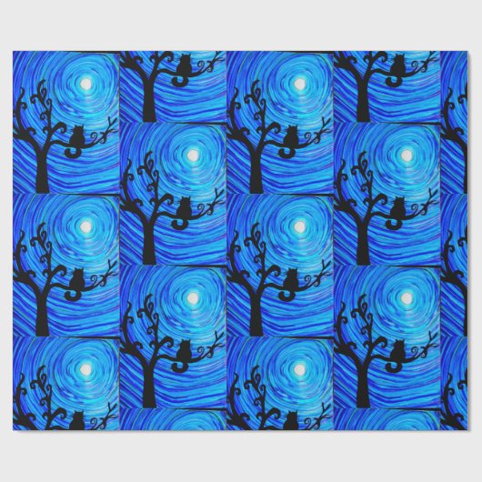 Inpakpapier - Kat en het maanlicht - groot 002 (Vlak)