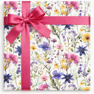 Inpakpapier met wilde bloemen, paarse bloemenverpa