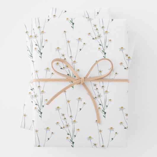 Inpakpapier met wilde bloemen plat vel set van 3 (In situ)