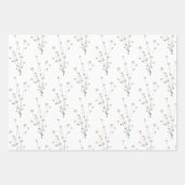 Inpakpapier met wilde bloemen plat vel set van 3 (Voorkant)