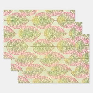 Inpakpapier Plat Vel Set van 3 - Fan Palmblad