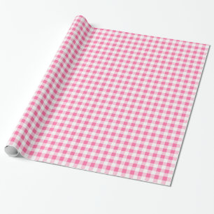 Inpakpapier, Roze en Witte Gingham Cadeaupapier