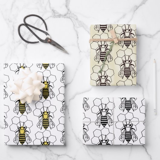 Inpakpapier set - Graphic Bees Vel (Voorkant)