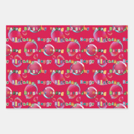 inpakpapier set van 3, rode kleurtonen vel