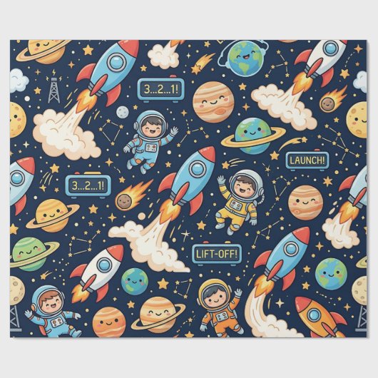 Inpakpapier Space Rocket Countdown (Vlak)