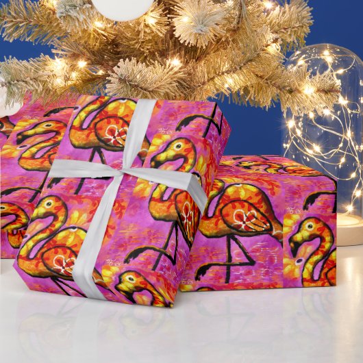 Inpakpapier - Whimsical Flamingo Abstracte kunst (Feestdagen)