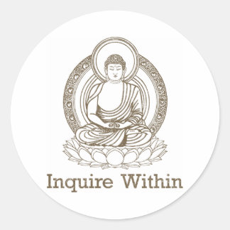 Inquire binnen boeddha ronde sticker