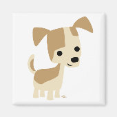 Inquisitieve kleine hond cartoon magneet (Voorkant)