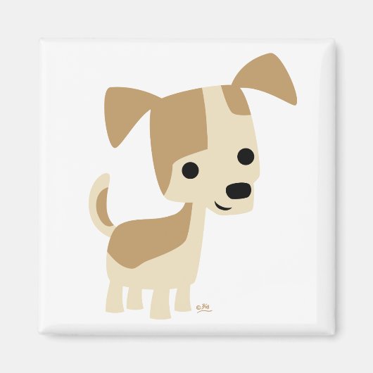 Inquisitieve kleine hond cartoon magneet (Voorkant)
