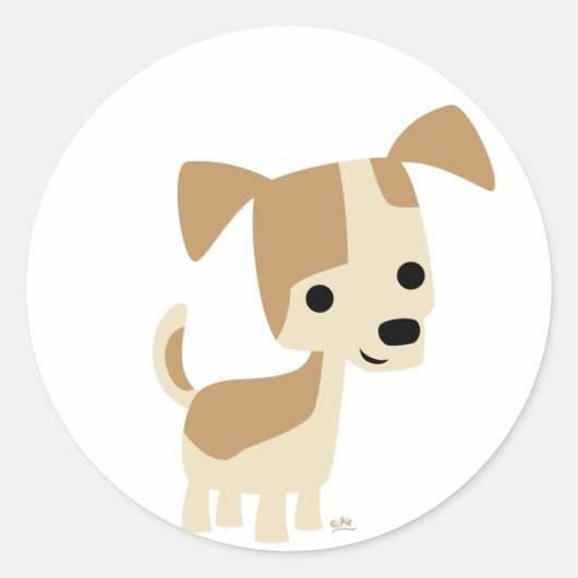 Inquisitieve kleine hond cartoon sticker (Voorkant)