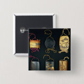 Inro Hoesjes, 19e eeuw Vierkante Button 5,1 Cm (Voorkant /achterkant)