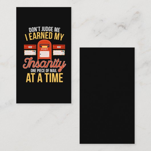 Insane Postman Funny in ruste Kerstman Mailman Visitekaartje (Voorkant / Achterkant)