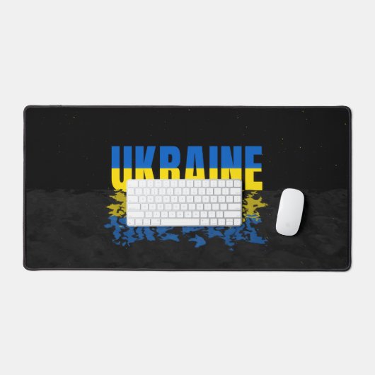 Inscriptie Oekraïne in blauw/gele kleuren. Oekraïn Bureaumat (Keyboard & Muis)